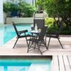 Costway Set Of 4 Folding Sling Chairs Patio Furniture Camping Pool Beach With Armrest 5
