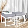 JARDINA Living Room Furniture Aluminum Ottoman Set Footstool Footrest Seat with Removable Cushions 2