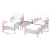Costway 5 PCS Rattan Wicker Furniture Set Sofa Ottoman W/Brown Cushion Patio Garden Yard HW54520CF+ 4