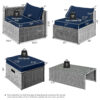 Patiojoy 8PCS Patio Rattan Furniture Set Storage Waterproof Cover Navy Cushion HW68604NY+ 2