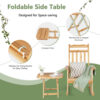 Costway 4PCS Patio Wooden Rocking Chair Bistro Set High Backrest W/Folding Side Table 6