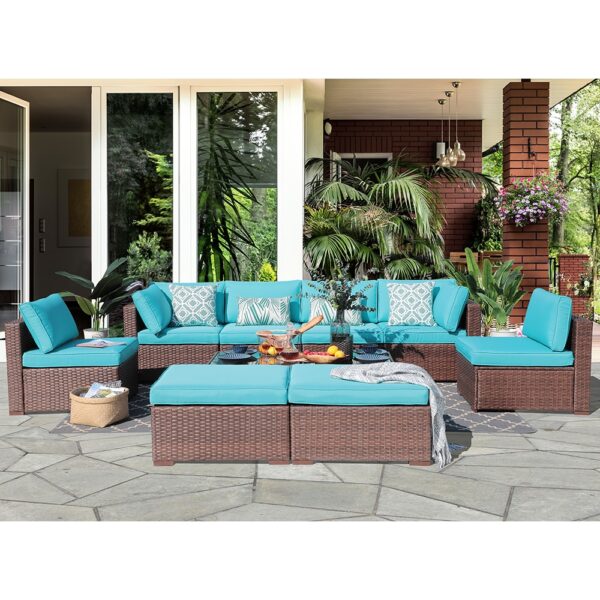JARDINA 10PCS Outdoor Patio Furniture Sectional Sofa Set Rattan Wicker with Seat and Back Cushions & Coffee Table 1