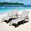 Set of 2 Patio Lounge Chairs Sling Chaise Lounges Recliner Adjustable Back OP70508-2 3