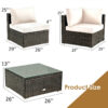 5PCS Patio Rattan Furniture Set Cushioned Sofa Chair Coffee Table HW67243 2