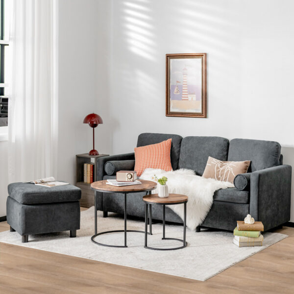 Costway Convertible Sectional Sofa 3 Seat L-Shape Couch Movable Ottoman Toweling Fabric 3