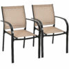 Patiojoy Set of 2 Patio Dining Chairs Stackable with Armrests Garden Deck Brown NP10030CF-2 1