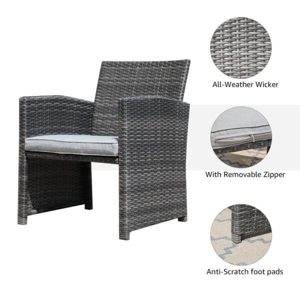 JARDINA 3PCS Outdoor Patio Furniture Set Rattan Wicker Porch Chairs with Storage Coffee Table 3