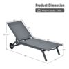 Goplus Outdoor Lounge Chair Chaise Reclining Aluminum Fabric Adjustable Gray OP70591GR 6