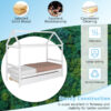 Costway Twin House Bed Frame w/ Trundle Roof Wooden Platform Mattress Foundation White 5