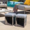 JARDINA Living Room Furniture Rattan Wicker Ottoman Set Footstool Footrest Seat with Removable Cushions Storage Space 6