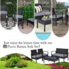 Costway 4PCS Outdoor Patio Rattan Furniture Set Cushioned Sofa Coffee Table Garden Deck 6