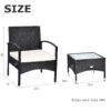 3 PCS Patio Wicker Rattan Furniture Set Coffee Table & 2 Rattan Chair W/Cushion HW68962 6