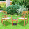 Patio Rocking Chair Acacia Wood Armrest Cushioned Sofa Garden Deck OP70342 2