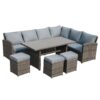 JARDINA 7PCS Outdoor Patio Furniture Sofa Set All Weather Wicker Rattan Couch Dining Table & Chair with Ottoman 1