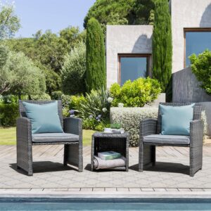 JARDINA 3PCS Outdoor Patio Furniture Set Rattan Wicker Porch Chairs with Storage Coffee Table 2