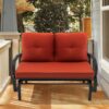 Patiojoy Patio 2-Person Glider Bench Rocking Loveseat Cushioned Armrest Red 5